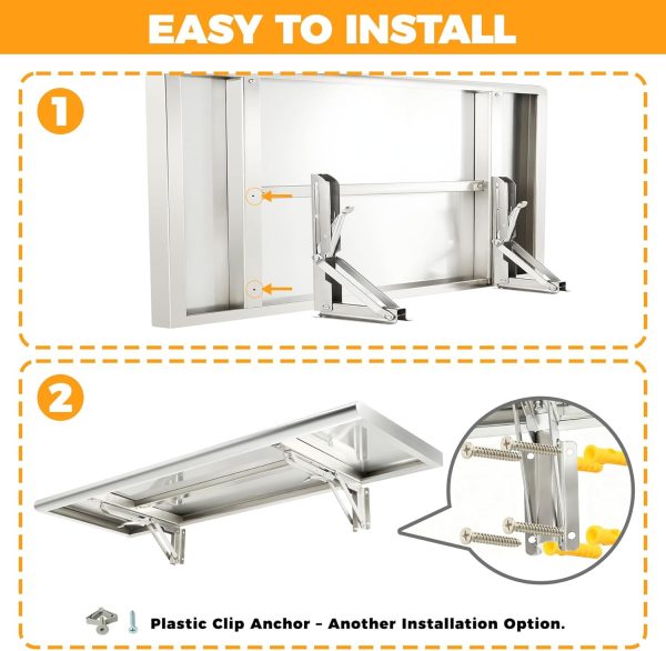 Sidasu Folding Shelf Stainless Steel Window Mount Modern-5