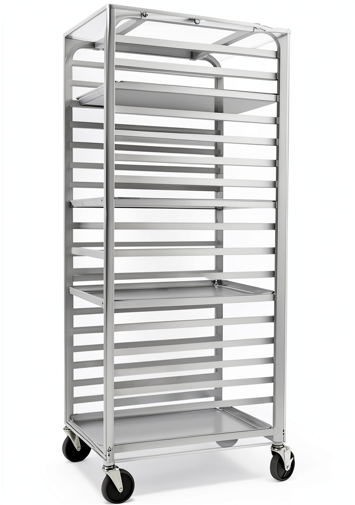 BIEAMA 20-tier aluminum bakery rack with cover in a commercial kitchen