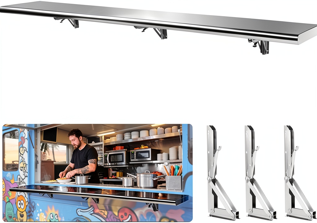 Installing Sidasu Folding Concession Shelf Wall Mount Stainless Steel on a kitchen wall