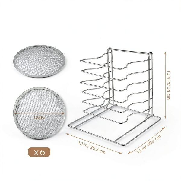 Zhehao 6 Tiered Pizza Rack and Pan Set-1