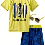 Toddler Boys Swim Set Kiddo Rash Guard 4-0