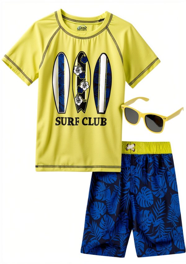 Toddler Boys Swim Set Kiddo Rash Guard 4-0