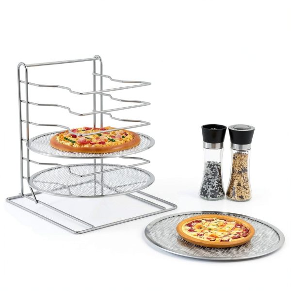 Zhehao 6 Tiered Pizza Rack and Pan Set-3