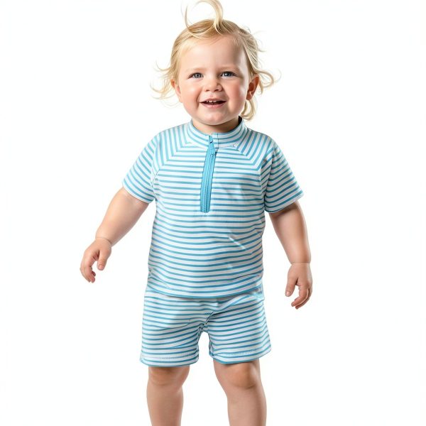 KidSplash Toddler Boy Rash Guard Set Blue Polyester-6
