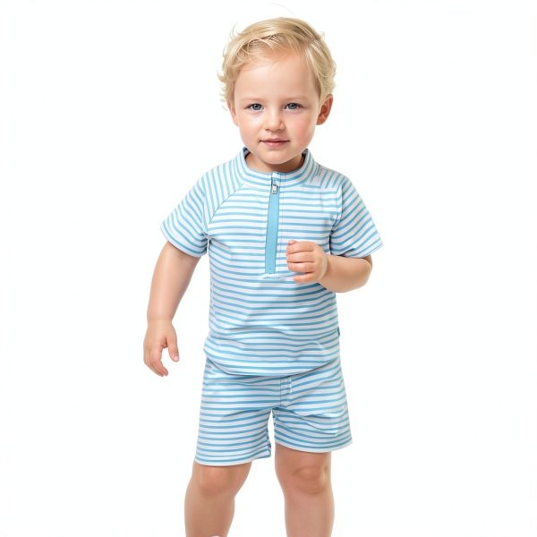 KidSplash Toddler Boy Rash Guard Set Blue Polyester-5