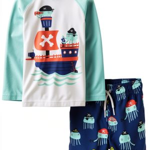 Rash Guard Set The Childrens Place Baby Boys Swimwear Pirate Octopus-0