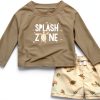 Gerber Boys Rash Guard Set with UPF 50+ Turtle Print Swim Trunks and-0